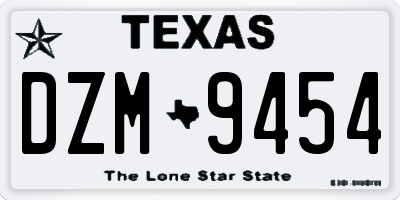 TX license plate DZM9454