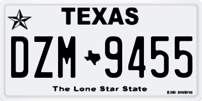 TX license plate DZM9455