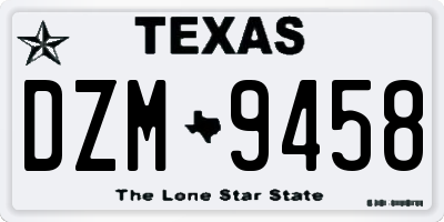 TX license plate DZM9458