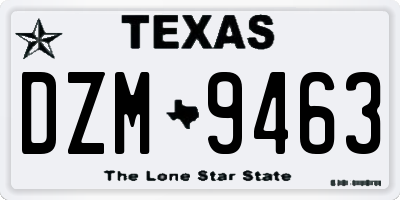 TX license plate DZM9463