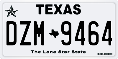 TX license plate DZM9464