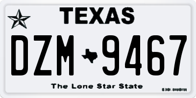 TX license plate DZM9467