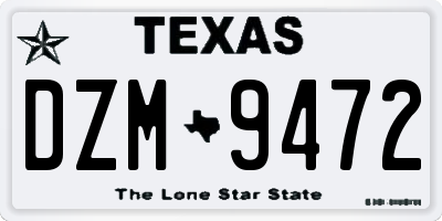 TX license plate DZM9472