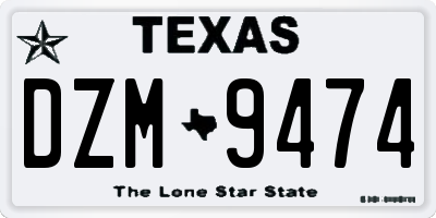 TX license plate DZM9474