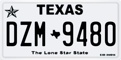 TX license plate DZM9480