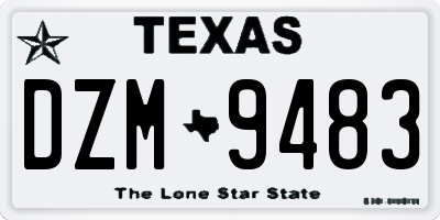 TX license plate DZM9483