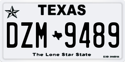 TX license plate DZM9489