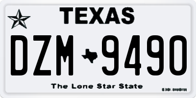 TX license plate DZM9490