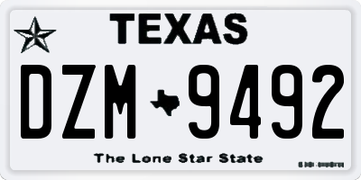 TX license plate DZM9492