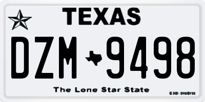 TX license plate DZM9498