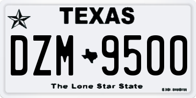 TX license plate DZM9500