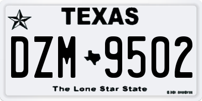 TX license plate DZM9502