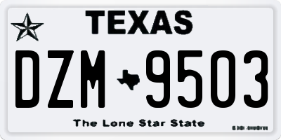 TX license plate DZM9503