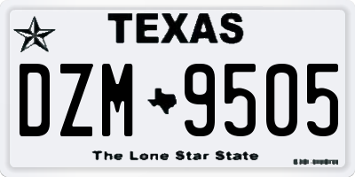 TX license plate DZM9505