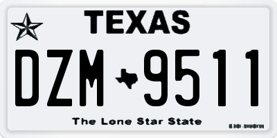TX license plate DZM9511