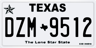 TX license plate DZM9512
