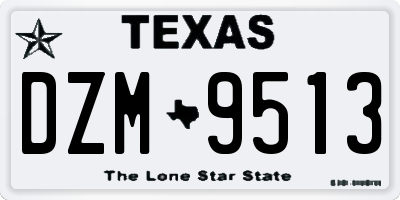 TX license plate DZM9513