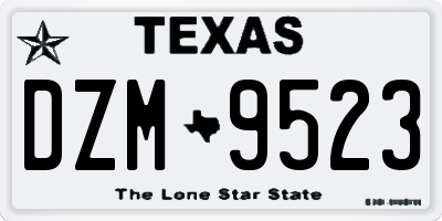 TX license plate DZM9523