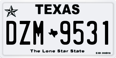 TX license plate DZM9531