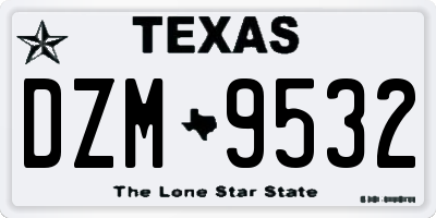TX license plate DZM9532