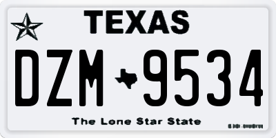 TX license plate DZM9534