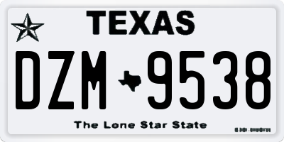 TX license plate DZM9538