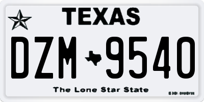 TX license plate DZM9540