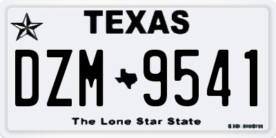 TX license plate DZM9541