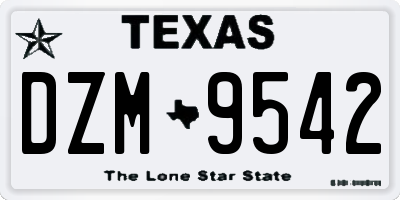 TX license plate DZM9542