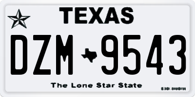 TX license plate DZM9543
