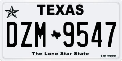 TX license plate DZM9547