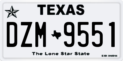 TX license plate DZM9551
