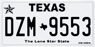 TX license plate DZM9553