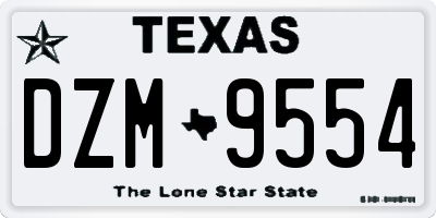 TX license plate DZM9554