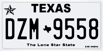 TX license plate DZM9558