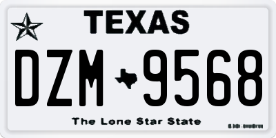 TX license plate DZM9568