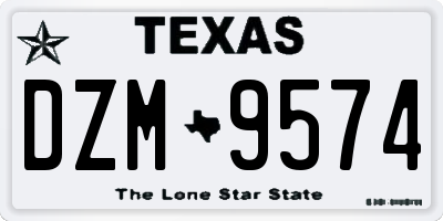 TX license plate DZM9574