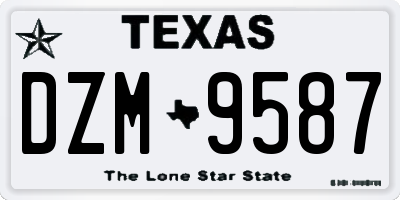 TX license plate DZM9587