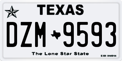TX license plate DZM9593