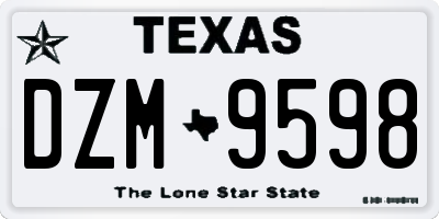 TX license plate DZM9598