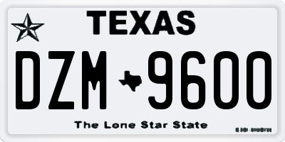 TX license plate DZM9600