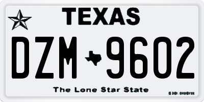 TX license plate DZM9602