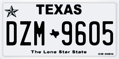 TX license plate DZM9605