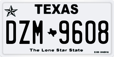 TX license plate DZM9608