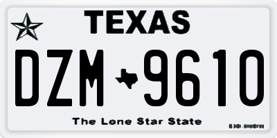 TX license plate DZM9610