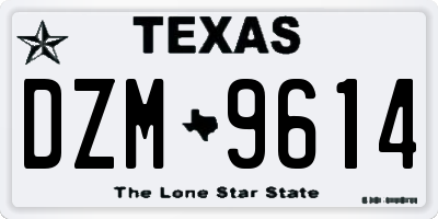 TX license plate DZM9614