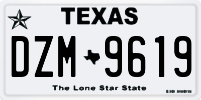 TX license plate DZM9619