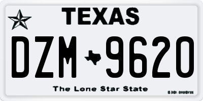 TX license plate DZM9620