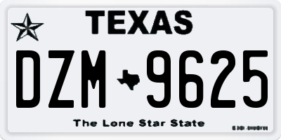 TX license plate DZM9625