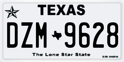 TX license plate DZM9628